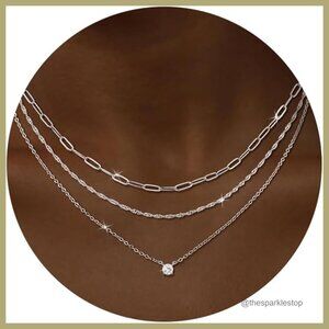 Silver Plated Brass Necklace Set with Cubic Zirconia Pendant